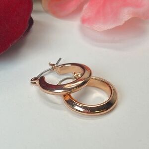 Rose Gold Plated Petite Hoop Earrings Minimalist Hoop Earrings